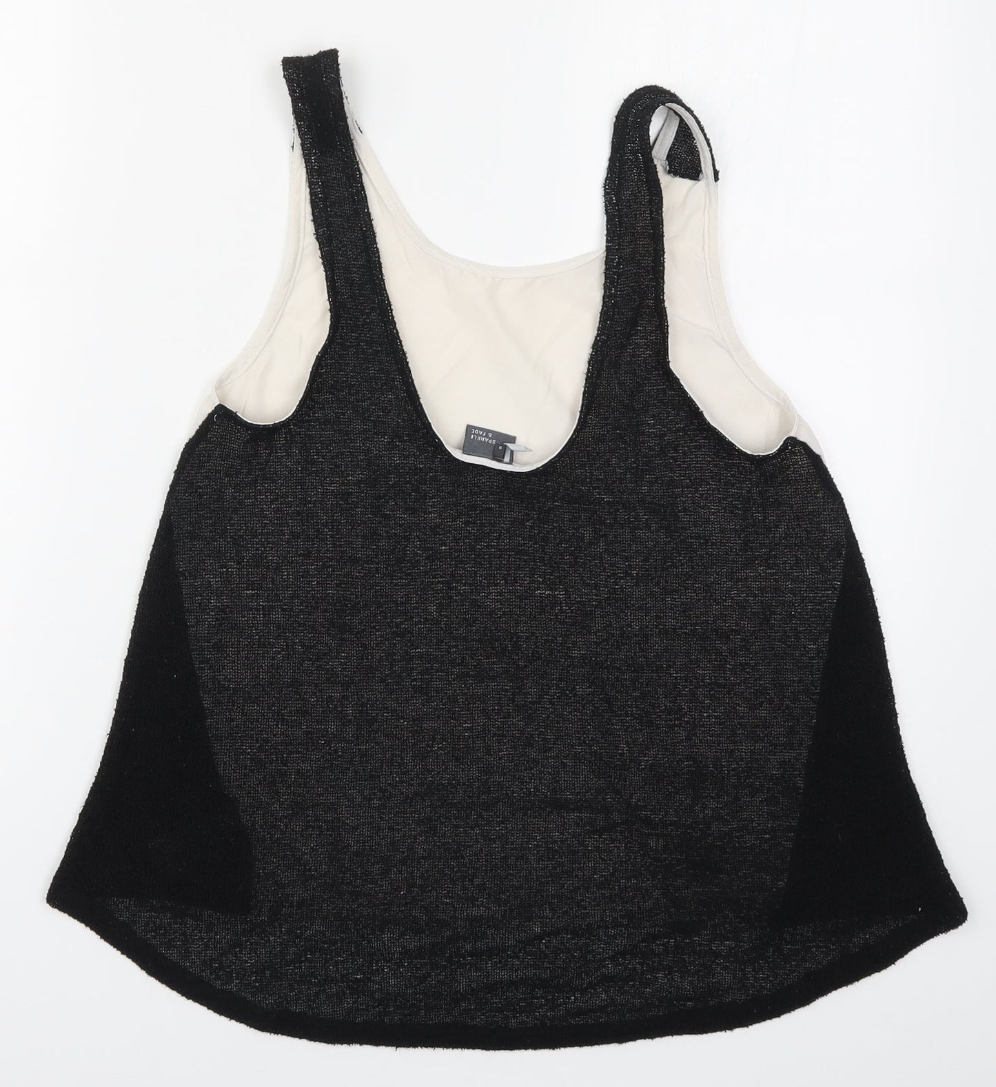 Womens UK Size S Sparkle & Fade Black Basic Tank