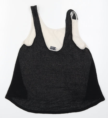 Womens UK Size S Sparkle & Fade Black Basic Tank