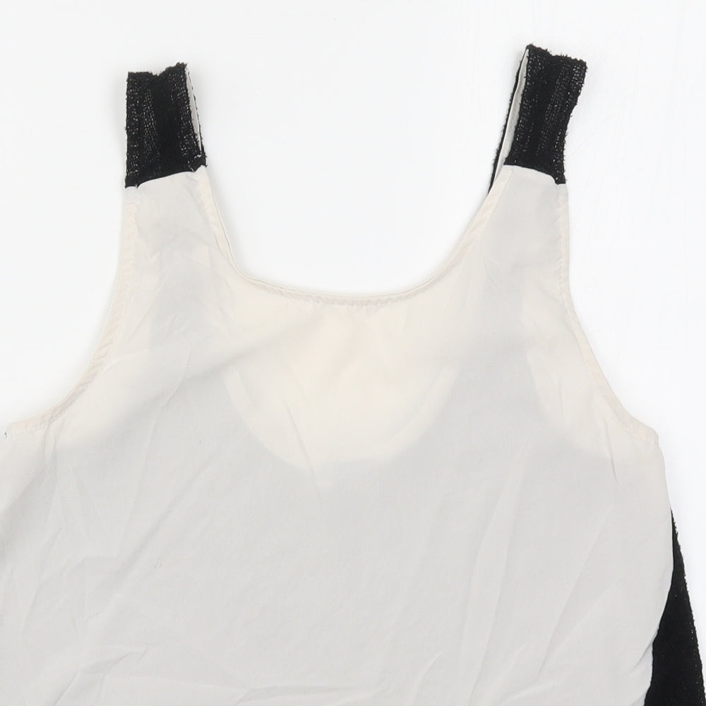 Womens UK Size S Sparkle & Fade Black Basic Tank