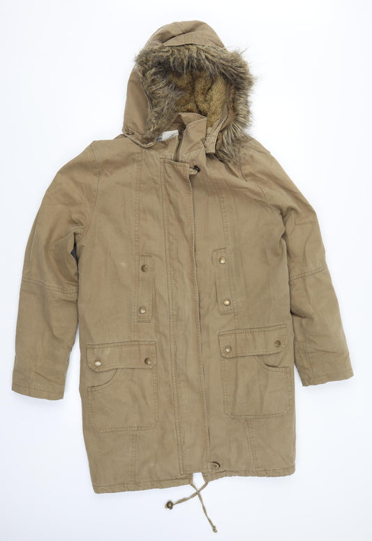 Linea Womens Beige   Parka Coat Size 14