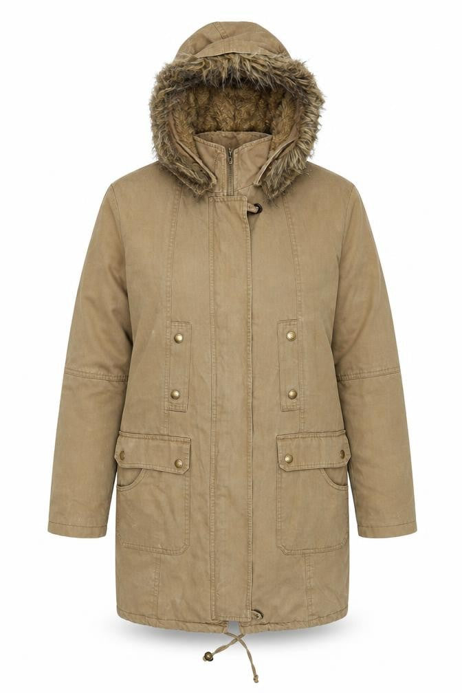 Womens UK Size 14 Linea Beige Parka Coat