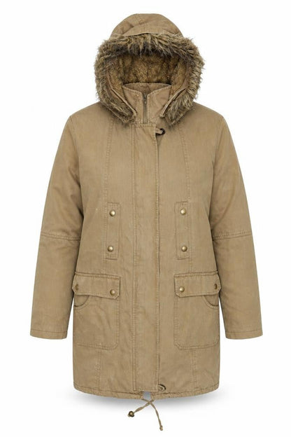 Womens UK Size 14 Linea Beige Parka Coat