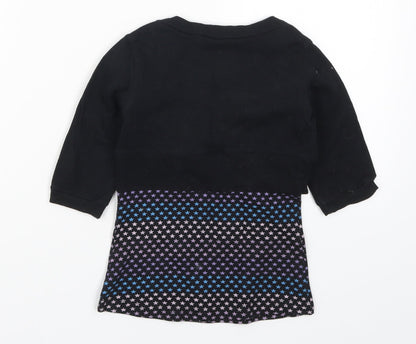 Young Dimension Girls Black   Basic T-Shirt Size 7-8 Years  - Stars