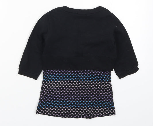 Young Dimension Girls Black   Basic T-Shirt Size 7-8 Years  - Stars