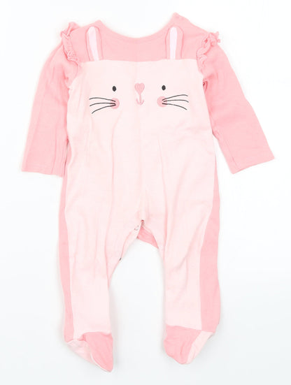 Pep&Co Girls Pink Solid  Cami One Piece Size 6-9 Months  - Rabbit