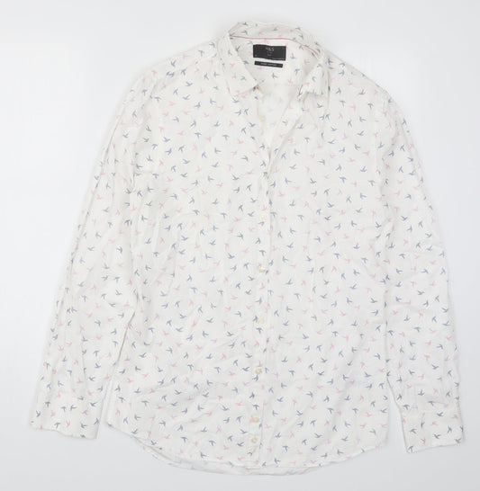Mens UK Size S Marks and Spencer White  Button-Up Long Sleeve Casual Shirt