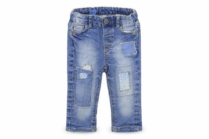Front view of H&M Baby Blue Denim Cargo Jeans, size 6-9, Months