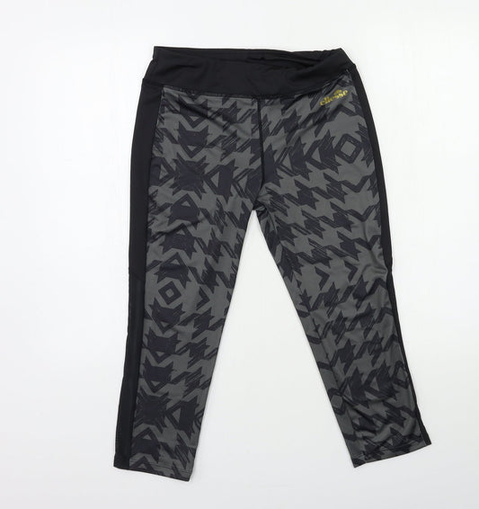 ellesse Womens Black Geometric  Compression Leggings Size 10 L19 in