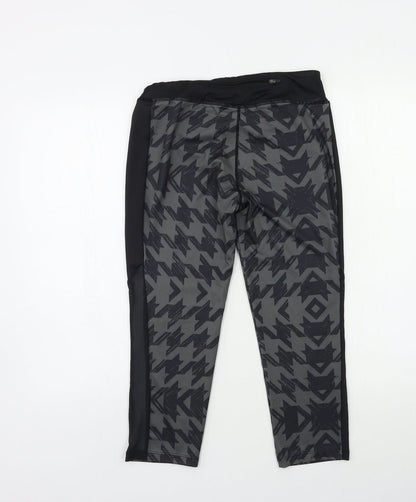 ellesse Womens Black Geometric  Compression Leggings Size 10 L19 in