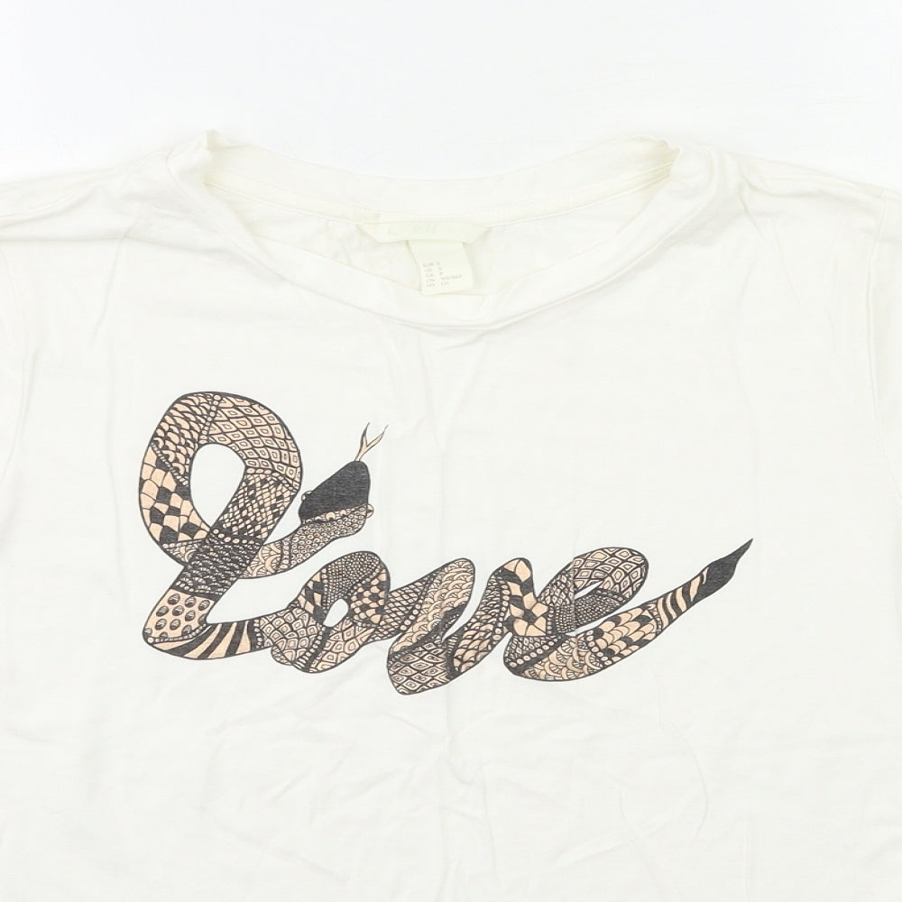 Womens UK Size S H&M White Basic T-Shirt