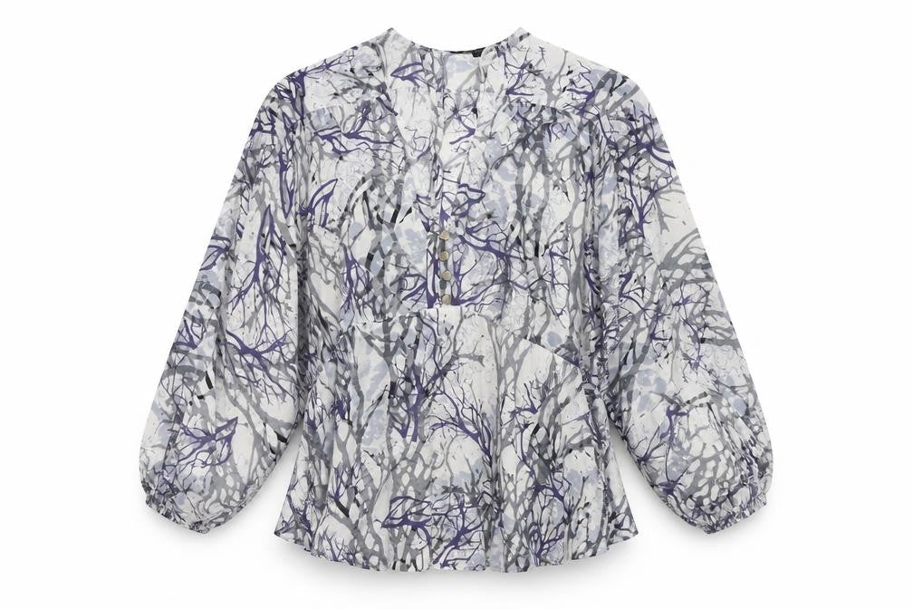 Marks and Spencer Womens Blue Floral  Basic Blouse Size 8