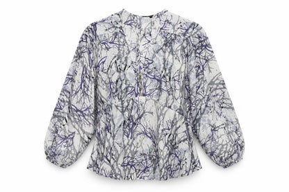 Marks and Spencer Womens Blue Floral  Basic Blouse Size 8