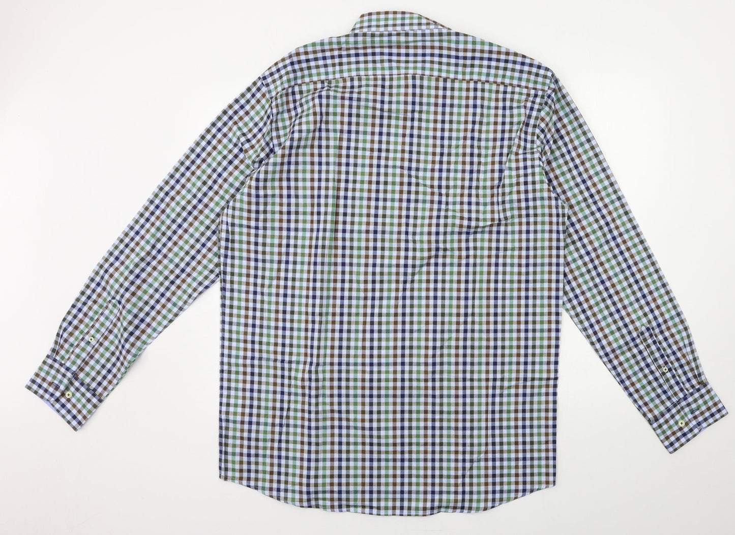 R B BOSTON Mens Blue Check   Button-Up Size XL