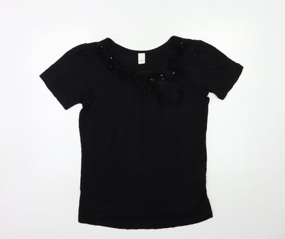 Womens UK Size M VILLA Black Basic T-Shirt