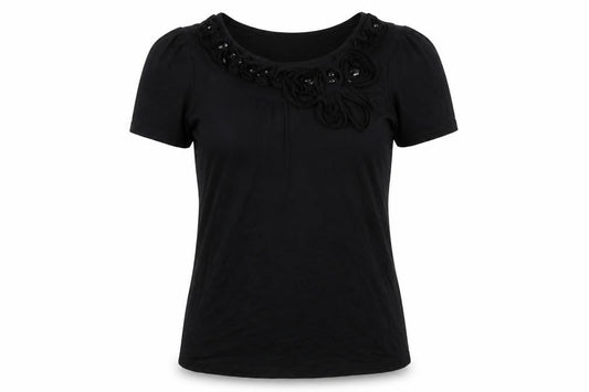 Womens UK Size M VILLA Black Basic T-Shirt