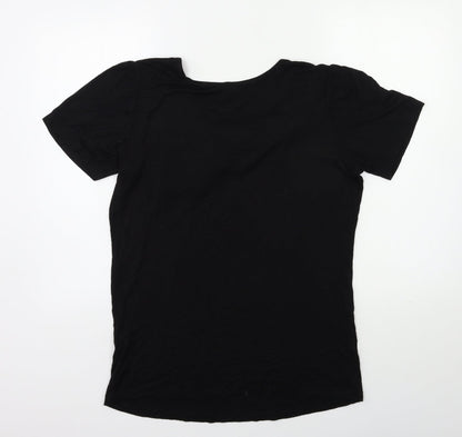 Womens UK Size M VILLA Black Basic T-Shirt