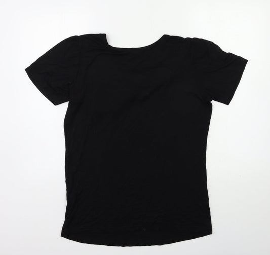 Womens UK Size M VILLA Black Basic T-Shirt