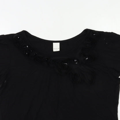 Womens UK Size M VILLA Black Basic T-Shirt