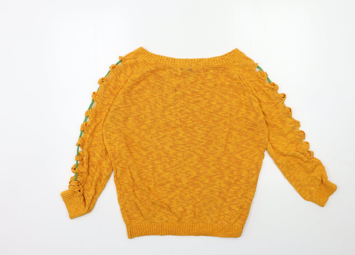 Joinus Womens Orange  Knit Pullover Jumper Size S