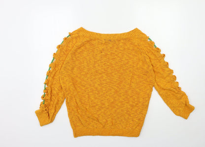 Joinus Womens Orange  Knit Pullover Jumper Size S