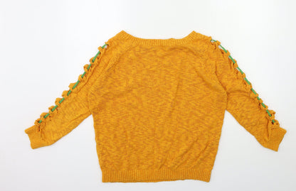 Joinus Womens Orange  Knit Pullover Jumper Size S