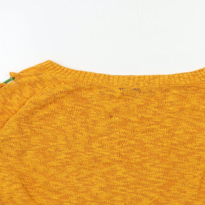 Joinus Womens Orange  Knit Pullover Jumper Size S