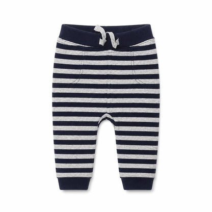 George Boys Blue Striped  Jogger Trousers Size 3-6 Months  - Waist 14in; Inside  leg 6in