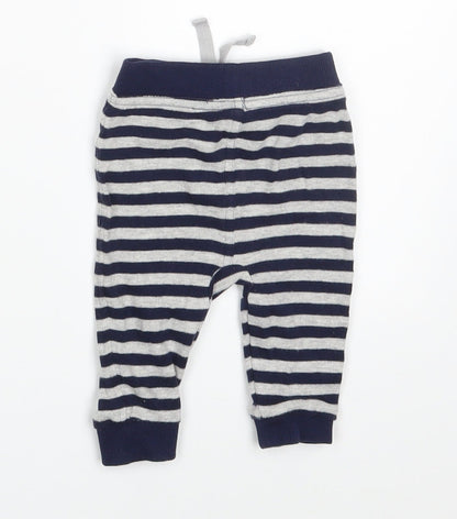 George Boys Blue Striped  Jogger Trousers Size 3-6 Months  - Waist 14in; Inside  leg 6in