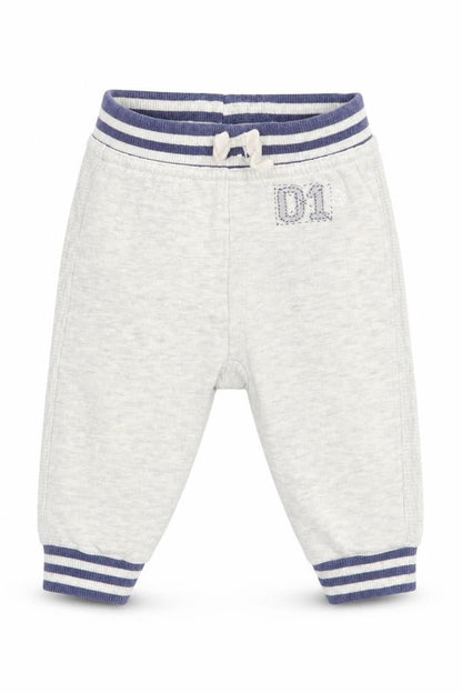 Front view of George boys’ white jogger leggings, size 6-9, months - waist 14in; inside leg 7in