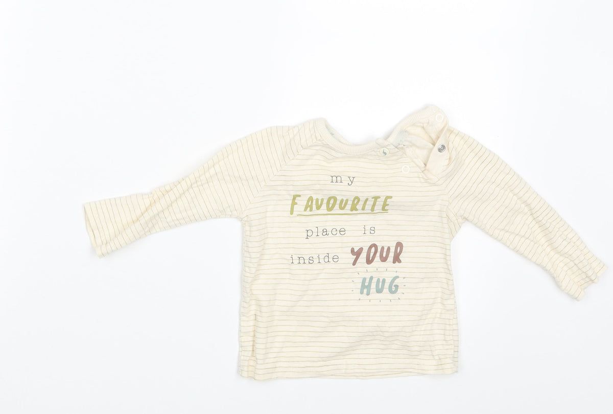 George Baby Ivory Striped  Basic T-Shirt Size 6-9 Months