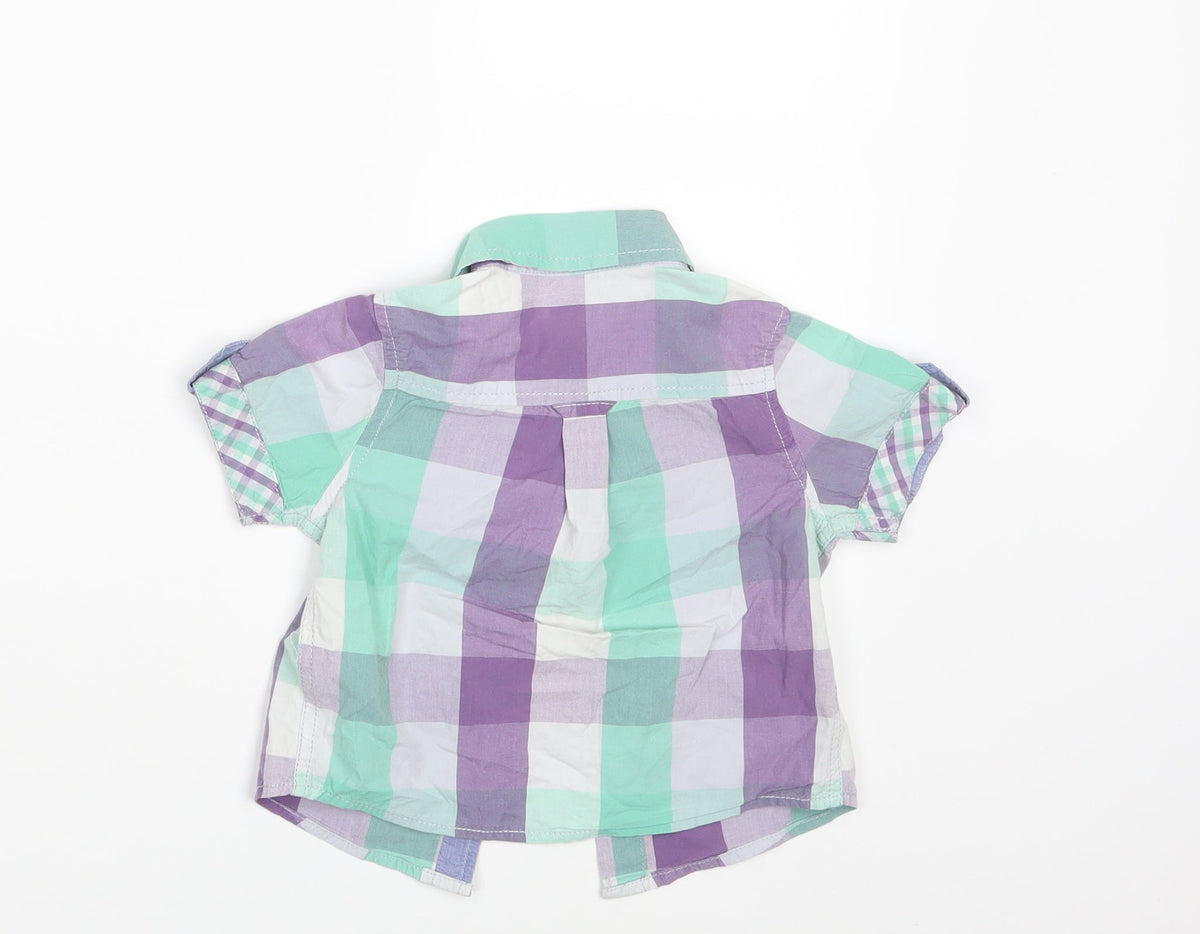 M&S Boys Multicoloured Check  Basic Button-Up Size 12-18 Months