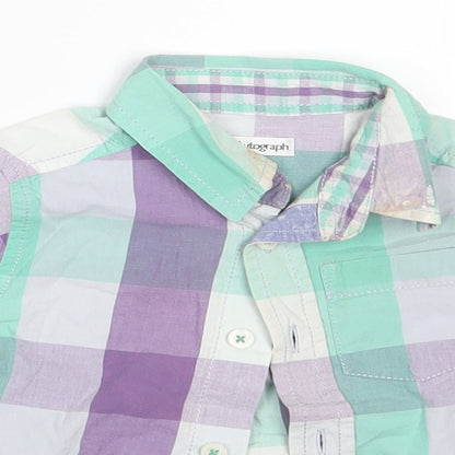 M&S Boys Multicoloured Check  Basic Button-Up Size 12-18 Months