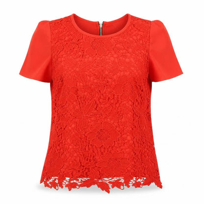 Love Label Womens Red Floral Lace Basic Blouse Size 8
