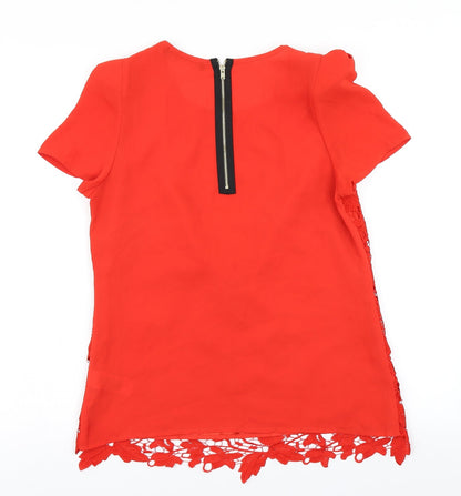 Love Label Womens Red Floral Lace Basic Blouse Size 8