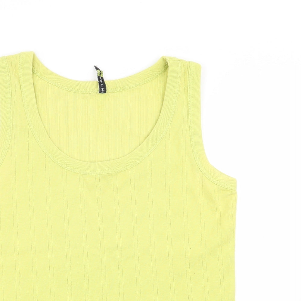Womens UK Size 10 Essentials Green Basic Tank