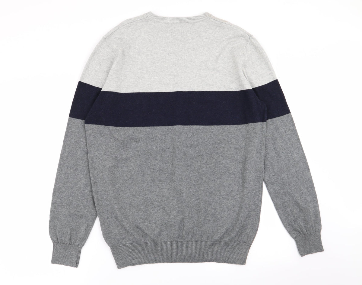 Back view of ACW58 men’s multicoloured jumper, size M