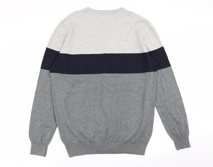 Back view of ACW58 men’s multicoloured jumper, size M
