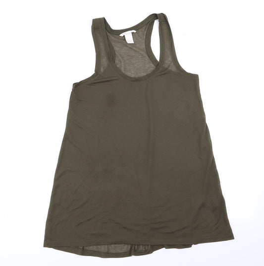 Womens UK Size XS H&M Green Basic Tank