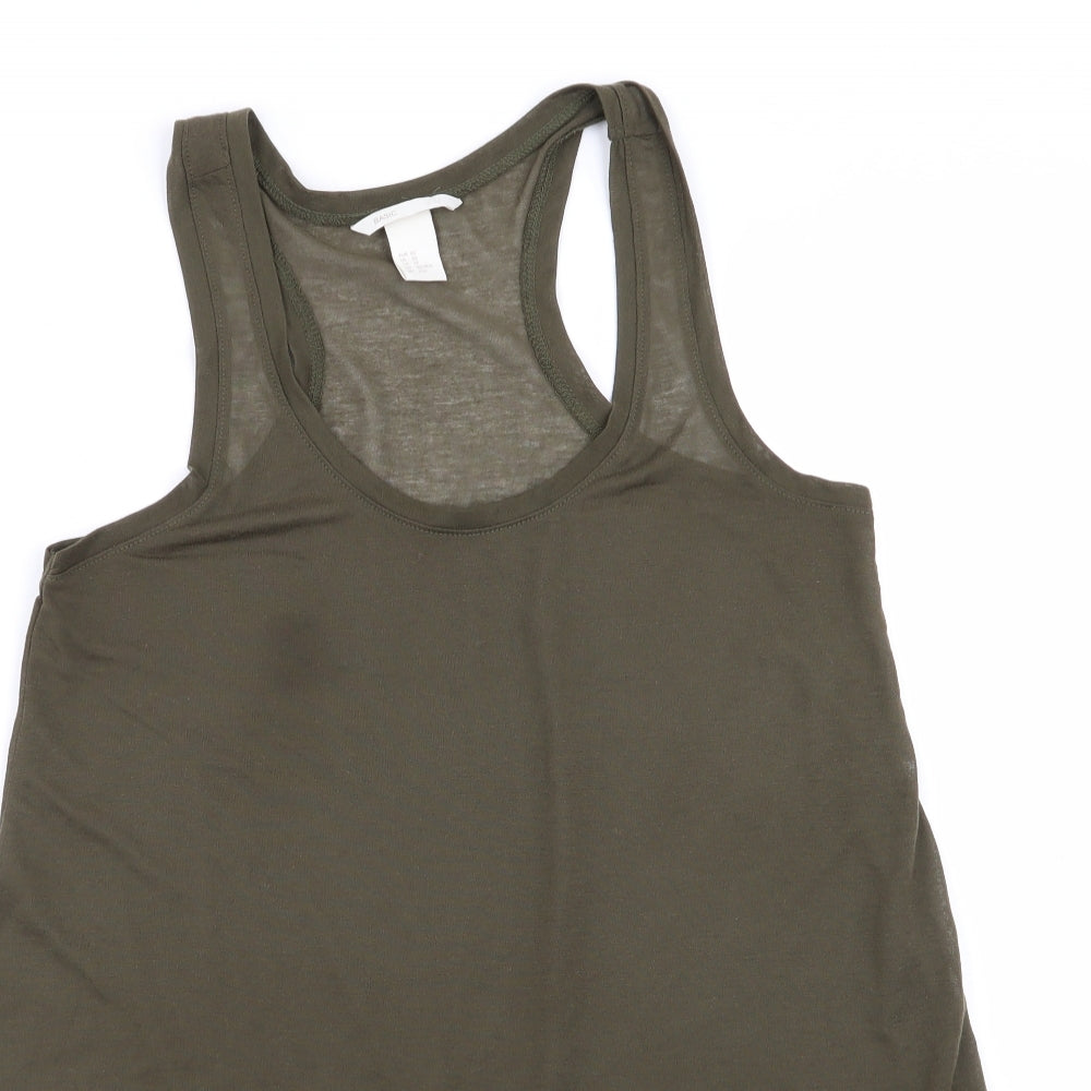 Womens UK Size XS H&M Green Basic Tank