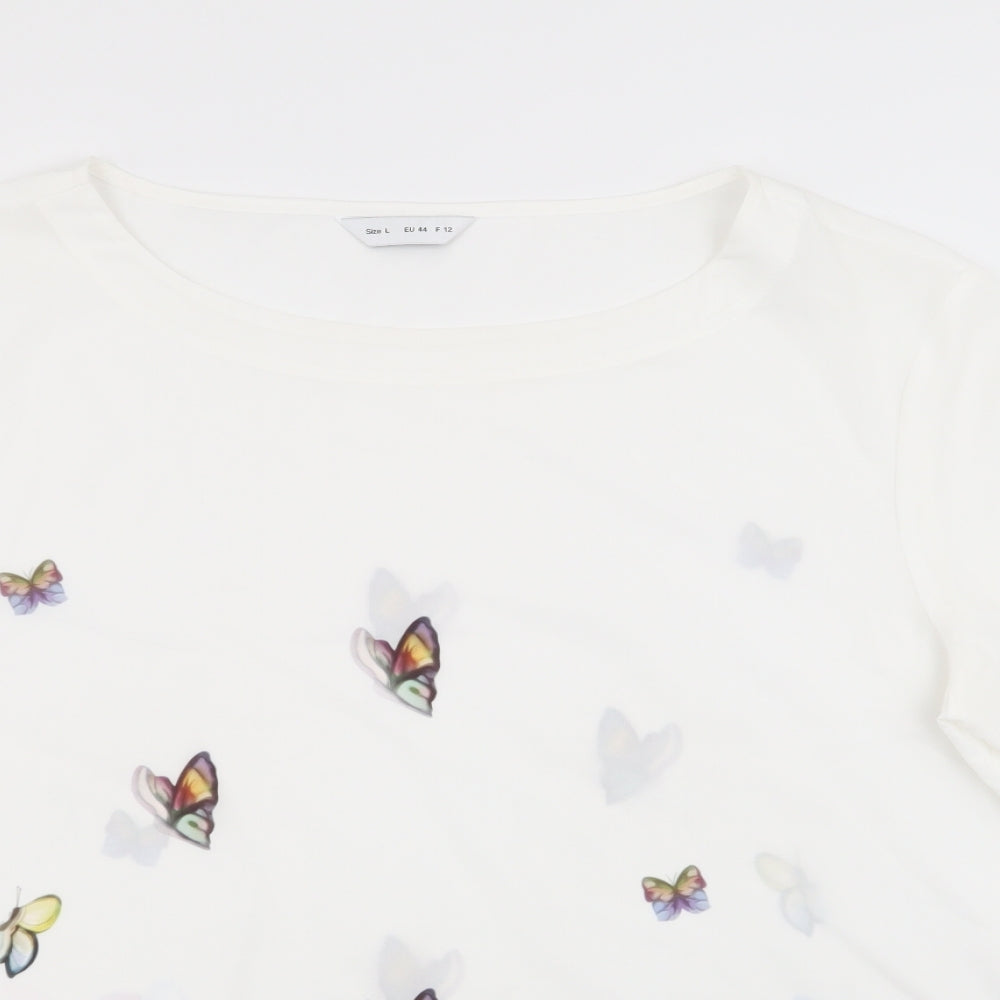 Womens UK Size L Preworn White Basic Blouse