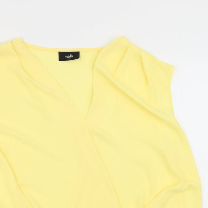 Womens UK Size S Wallis Yellow Basic Blouse