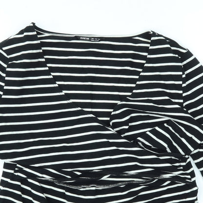 SheIn Womens Multicoloured Striped  Basic T-Shirt Size S