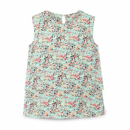 Front view of YD girls’ multicoloured floral basic blouse, size 12-13, years