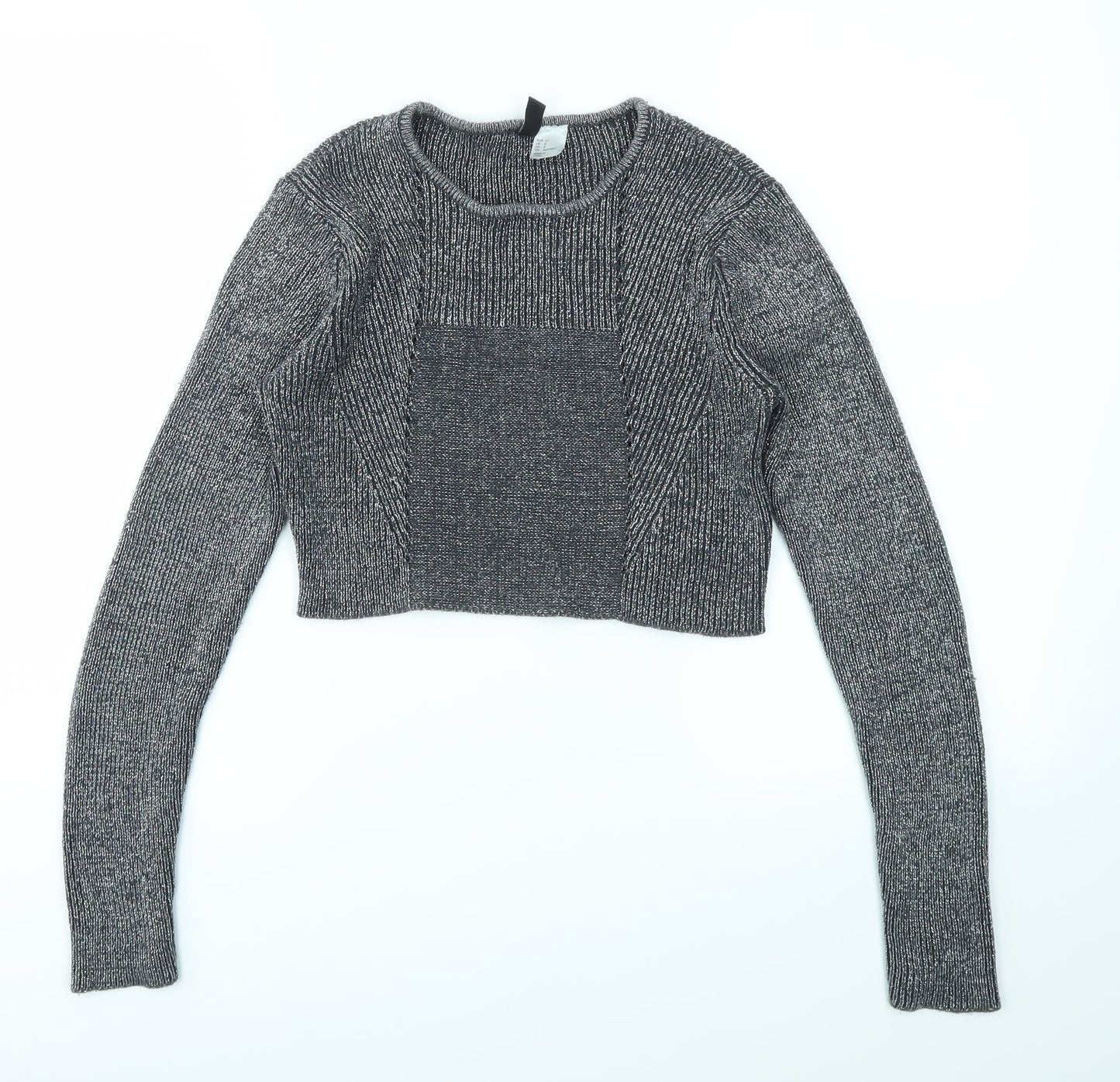 Womens UK Size 8 H&M Silver Pullover Jumper