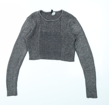 Womens UK Size 8 H&M Silver Pullover Jumper