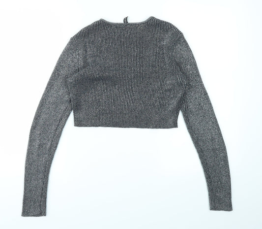 Womens UK Size 8 H&M Silver Pullover Jumper