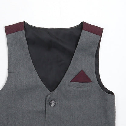 Preworn Boys Grey   Jacket Waistcoat Size 3-4 Years