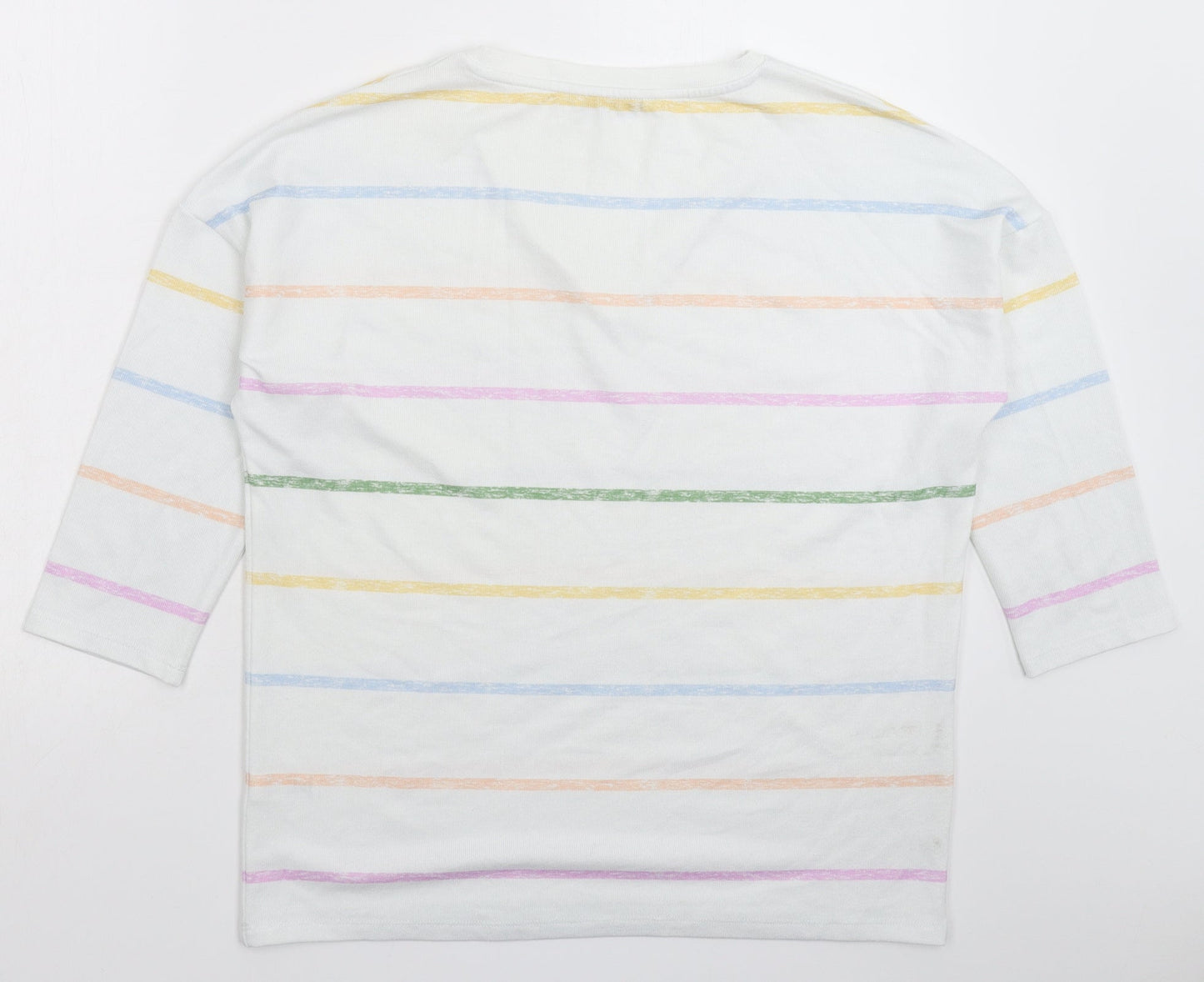 TU Womens White Striped Knit Pullover Jumper Size 12