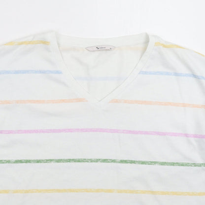 TU Womens White Striped Knit Pullover Jumper Size 12