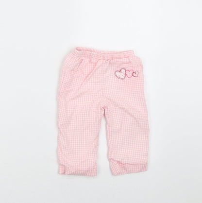 baby bruin Girls Pink Check   Trousers Size 6-9 Months